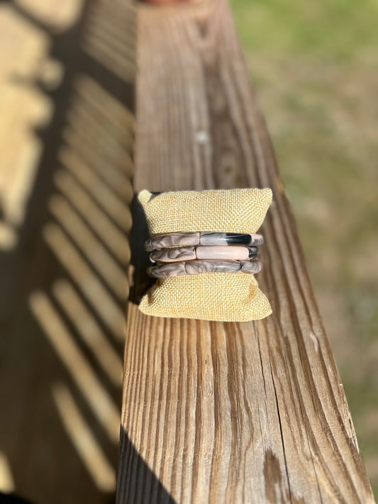 Blush and black marbled bangle